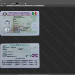 Senegal Id Card Psd Template version 1 - sample view of editable text fields