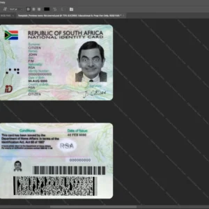 South Africa Id Card Psd Template version 1 (2013-present) - professional graphic design asset