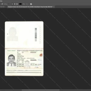 South Africa Passport Psd Template version 2 - high definition print standard