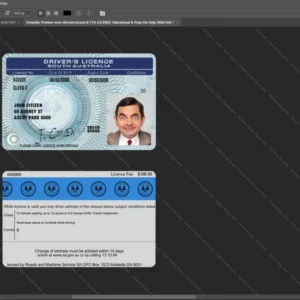 South Australia Driver License Psd Template version 1 - professional graphic design asset