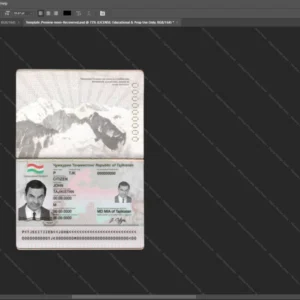 Tajikistan Passport Psd Template version 1 - detailed close-up of paper texture