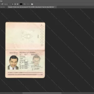 Ugand Passport Psd Template version 1 - sample view of editable text fields