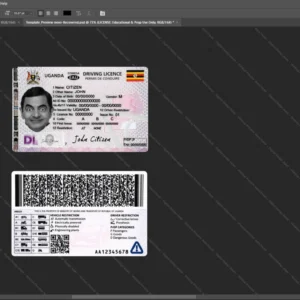 Uganda Driver License Psd Template version 2 (2020-present) - official style layout concept