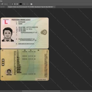 Uk Driver License Psd Template version 4 (Provisional) - fully editable photoshop layers