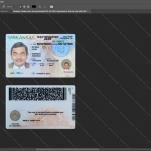 Usa Arkansas Id Card Psd Template version 1 - digital restoration project file