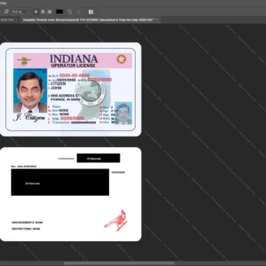 Usa Indiana Driver License Psd Template version 1 - isolated background mockup