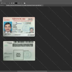 Usa Missouri Id Card Psd Template version 1 - photorealistic shadow details