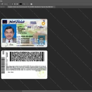 Usa North Dakota Driver License Psd Template version 1 - fully editable photoshop layers