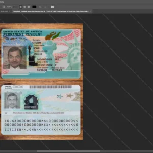 Usa Residence Permit Id Card Psd Template version 2 (2023-present) - isolated background mockup