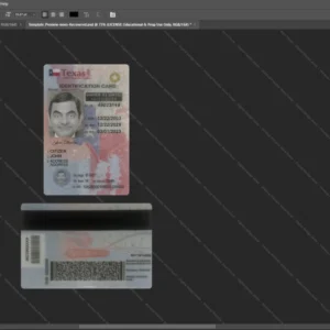 Usa Texas Id Card Psd Template version 1 (under 21) - detailed close-up of paper texture