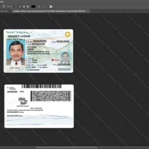 Usa West Virginia Driver License Psd Template version 2 (2023-present) - isolated background mockup