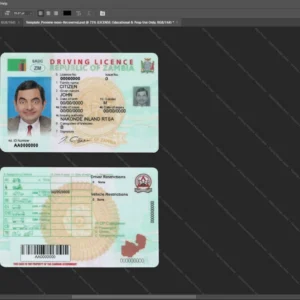Zambia Driver License Psd Template version 1 - graphic resource for digital artists