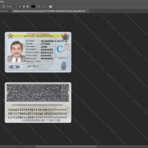 Zimbabwe National Registration Id Card Psd Template version 1 - high quality preview for designers