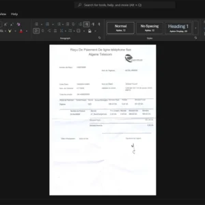 Algeria Algerie Telecom Phone Bill Template, Premium editable file in Word and PDF formats