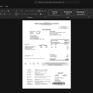Australia Silver Asset Services Generic Utility Bill Template, Blank template in Word and PDF format