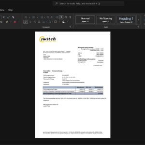 Austria Switch Energy Sales Limited Liability Company Gas Bill Template, Digital download template in Word and PDF