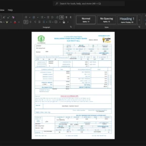 Bangladesh Bangladesh Power Development Board Electricity Bill Template, Available in editable Word and PDF format