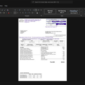 Belgium Golden Valley Electric Association GVEA Electricity Bill Template, Digital download template in Word and PDF
