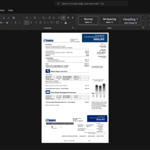 Canada City of Toronto Generic Utility Bill Template, Print-ready in PDF layout
