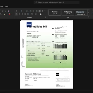 Canada EPCOR Utilities Inc Generic Utility Bill Template, High-quality template in Word and PDF format