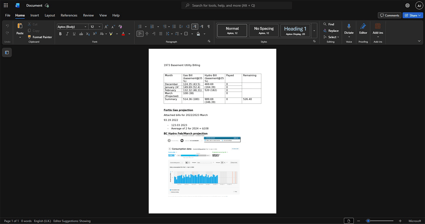 Canada Fortis Inc Gas Bill Template, Easily modifiable Word and PDF format