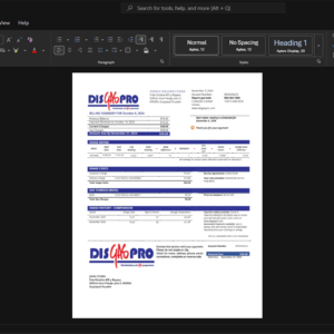 Ecuador Disgaspro Gas Bill Template, Clean typography design in Word and PDF format