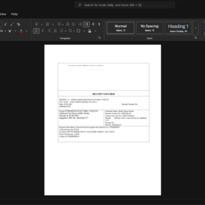 Ethiopia Addis Ababa Water and Sewerage Authority Water Bill Template, Customizable document in Word and PDF format