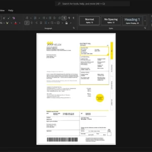 Finland Helsinki Energy Electricity Bill Template, Premium editable file in Word and PDF formats