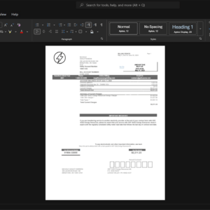 France GDF SUEZ Energy Resources Electricity Bill Template, Ready to print in Word and PDF format