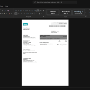 France Sosh Internet Bill Template, Digital download file preview