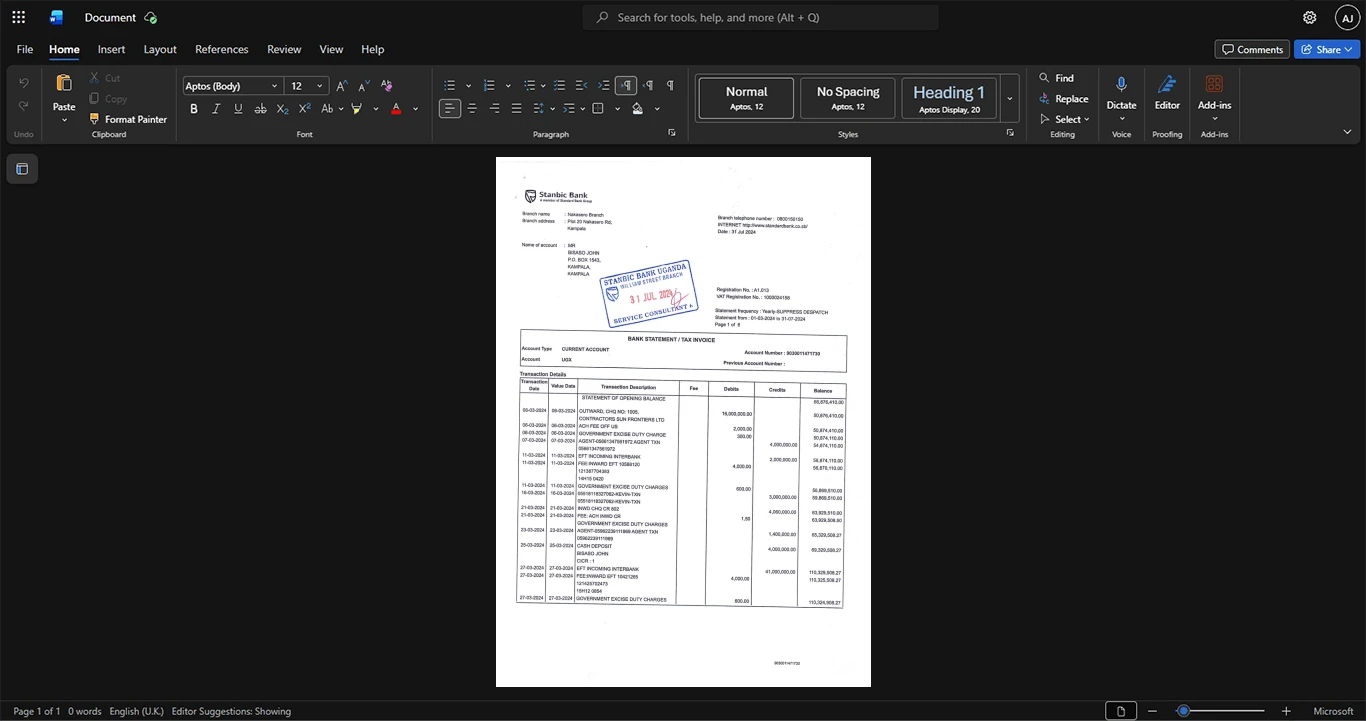 Germany Deutsche Bank Bank Statement Template, Blank template in Word and PDF format