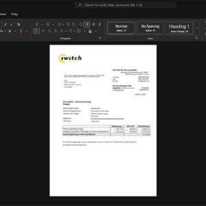 Germany Switch Energy Distribution GmbH Electricity Bill Template, Quick edit digital asset in Word and PDF