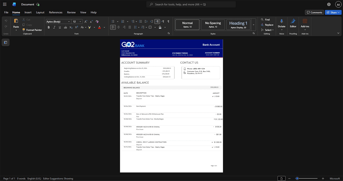Ghana Ghana Commercial Bank GCB Bank Statement Template, Clean typography design in Word and PDF format