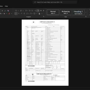 India Ajmer Vidyut Vitran Nigam Limited Electricity Bill Template, High-quality template in Word and PDF format
