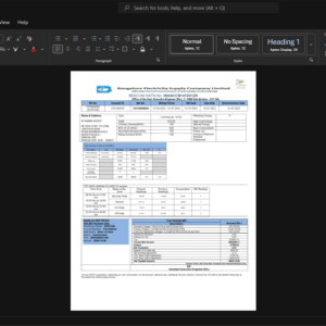 India Bangalore Electricity Supply Company Limited BESCOM Electricity Bill Template, High-quality design in Word and PDF format