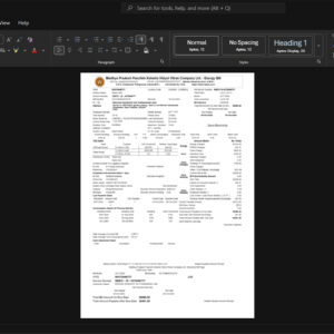 India Madhya Pradesh Paschim Kshetra Vidyut Vitran Company Limited Electricity Bill Template, Clean typography design in Word and PDF format