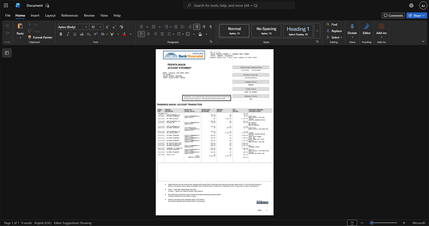 India SBI Bank SBI Bank Statement Template, Premium editable file in Word and PDF formats