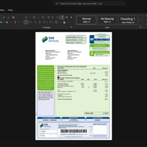 Ireland SSE Airtricity Electricity Bill Template, Ready to use template in Word and PDF