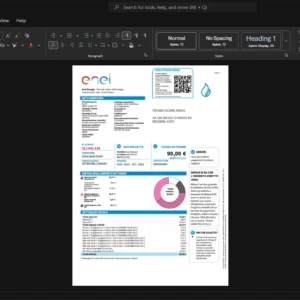 Italy Enel Energia Electricity Bill Template, Fully editable Word and PDF format