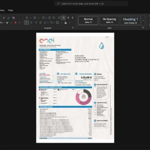 Italy Enel Gas Bill Template, Quick edit digital asset in Word and PDF