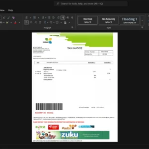 Kenya Wananchi Group Kenya Limited Internet Bill Template, Customizable document in Word and PDF format
