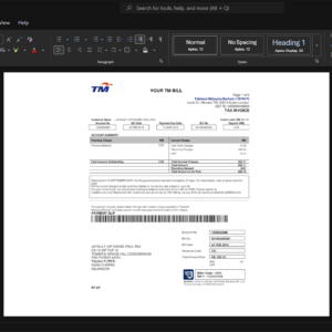 Malaysia Telekom Malaysia Generic Utility Bill Template, Digital download file preview
