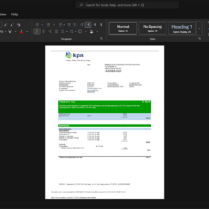 Netherlands KPN Generic Utility Bill Template, Digital download file preview