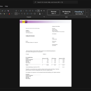 Netherlands Nuon Gas Bill Template, Fully structured template in Word and PDF format