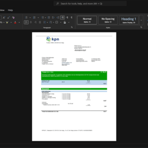 Netherlands Royal KPN KPN Generic Utility Bill Template, Clean typography design in Word and PDF format
