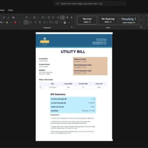 New Zealand Wellington Electricity Lines Limited Electricity Bill Template, Clean typography design in Word and PDF format