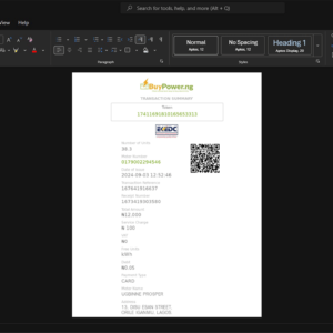 Nigeria Eko Electricity Distribution Company EKEDC Electricity Bill Template, Professional document in Word and PDF format