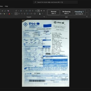 Nigeria Port Harcourt Electricity Distribution Company Electricity Bill Template, Available in editable Word and PDF format