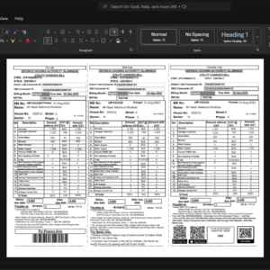 Pakistan Defence Housing Authority Islamabad Generic Utility Bill Template, printable document in Word and PDF format