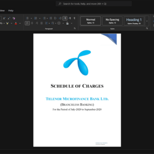 Pakistan Telenor Microfinance Bank Generic Utility Bill Template, Print-ready template in Word and PDF